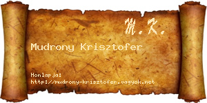 Mudrony Krisztofer névjegykártya